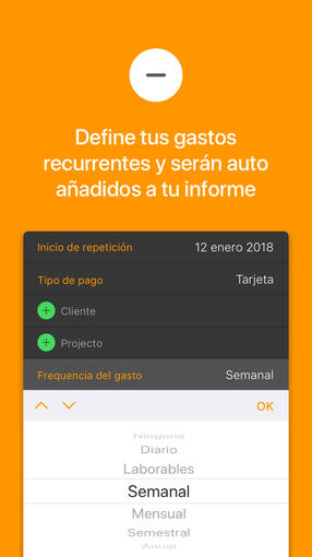 Define tus gastos recurrentes y serán auto añadidos a tu informe Define tus gastos recurrentes y serán auto añadidos a tu informe