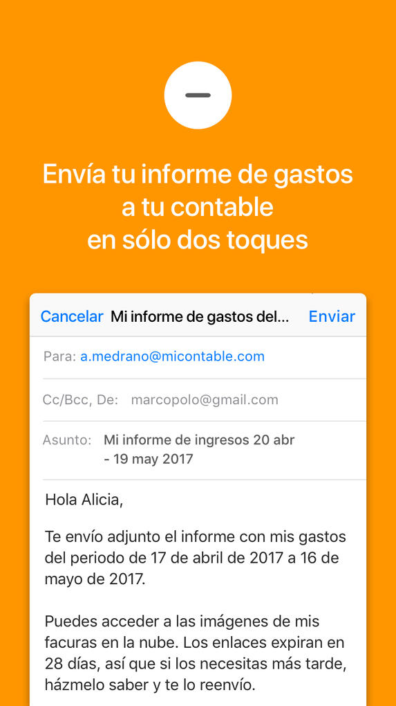 Envía tu informe de gatos a tu contable