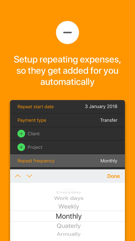 Setup repeating expenses, so they get added automatically