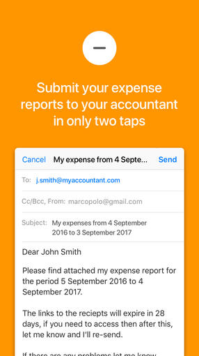 Submit your expense reports to you accountant in only 2 taps Submit your expense reports to you accountant in only 2 taps
