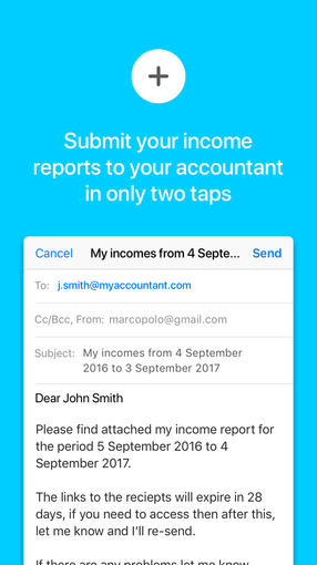 Submit your income reports to you accountant in only 2 taps Submit your income reports to you accountant in only 2 taps